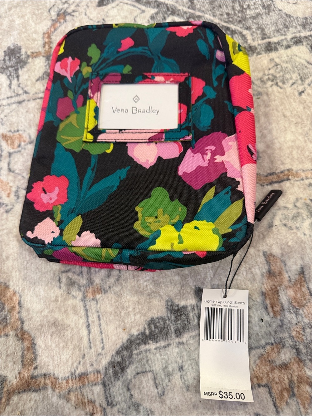 Vera Bradley Black Floral Insulated Lunch Bag - Bright Multi